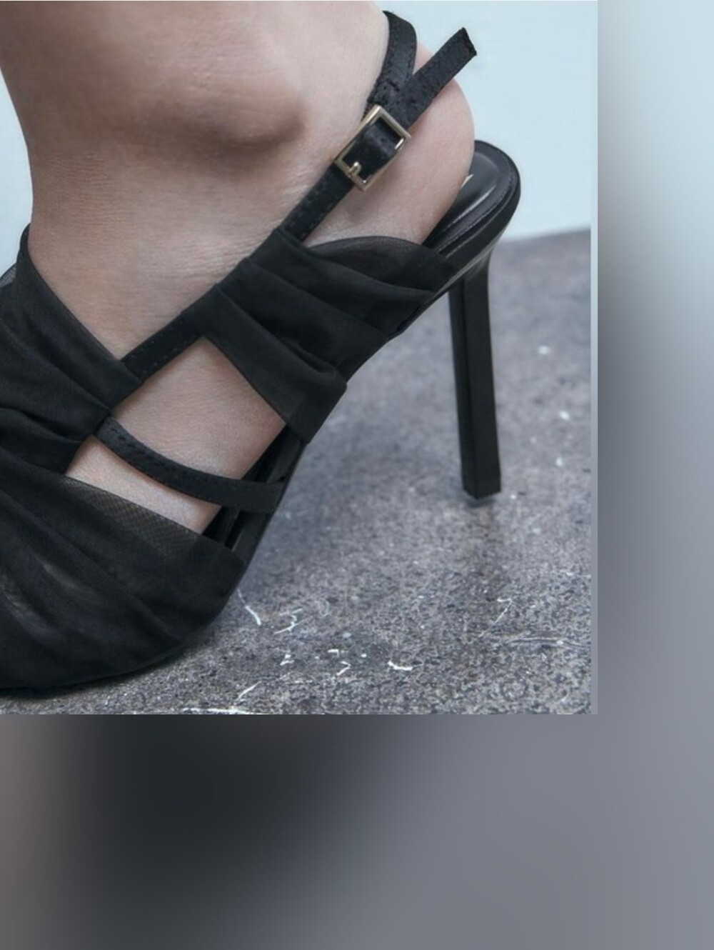 Sz 6.5 ZARA HIGH HEELED FABRIC SANDALS Black - Picture 2 of 7